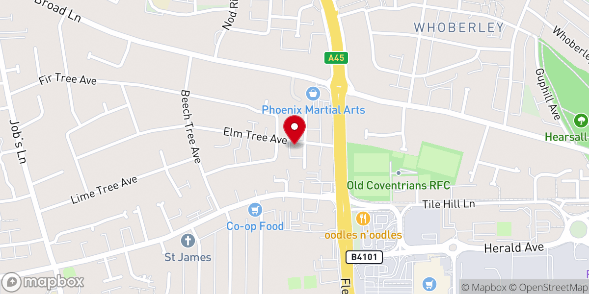 Map showing location of Coventry Chinese Christian Church