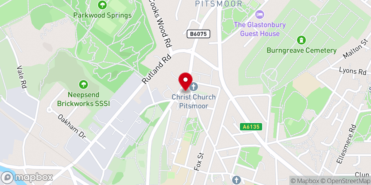 Map showing location of Christ Church C of E Church, Pitsmoor