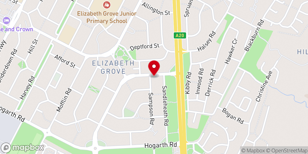 Map showing location of Baptist Church