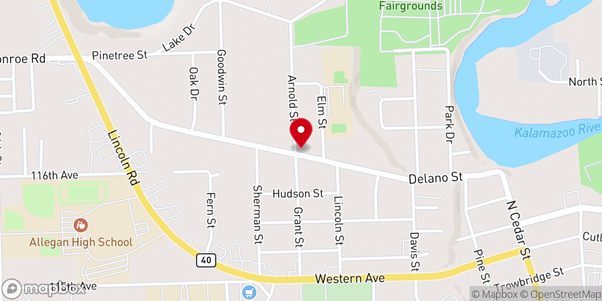 Map showing location of Assembly of God Church