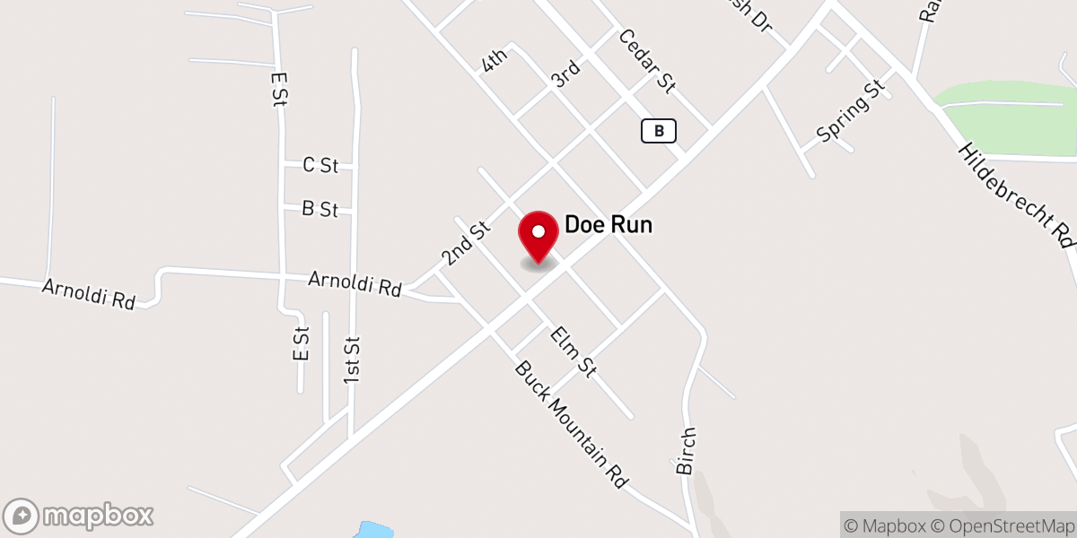 Map showing location of Doe Run First Baptist Church