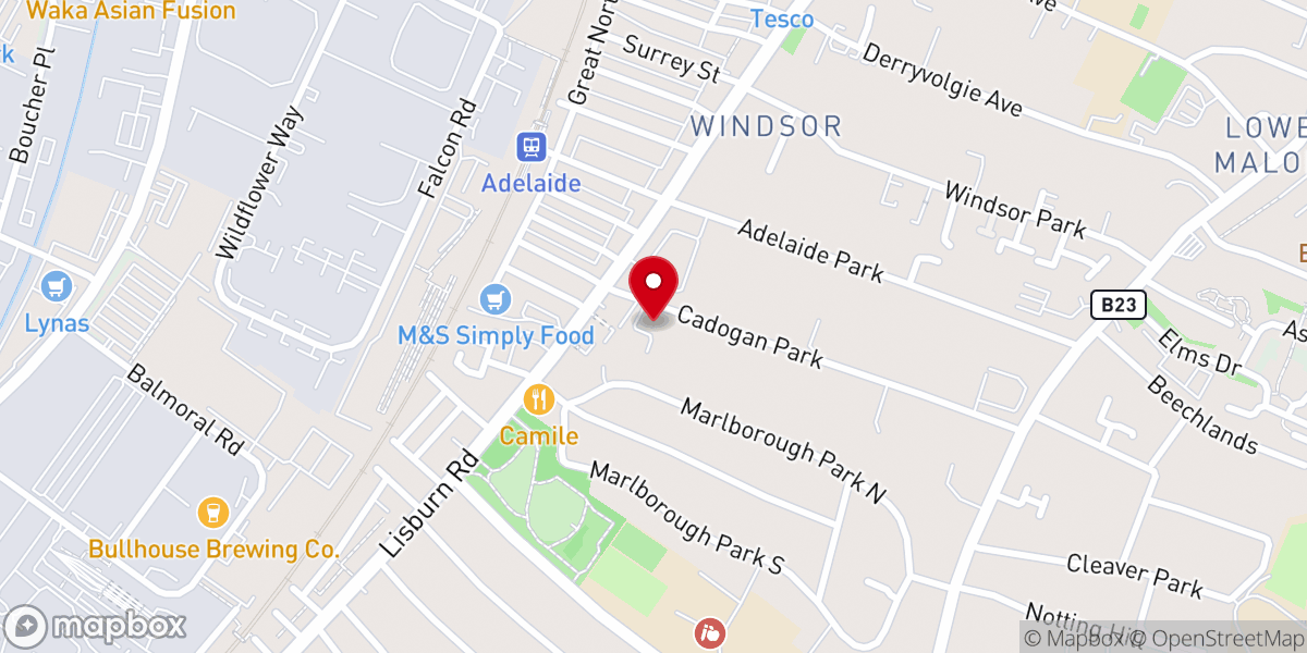 Map showing location of All Saints' Church of Ireland