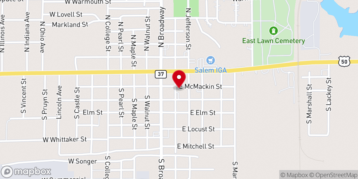 Map showing location of Salem Presbyterian Church USA