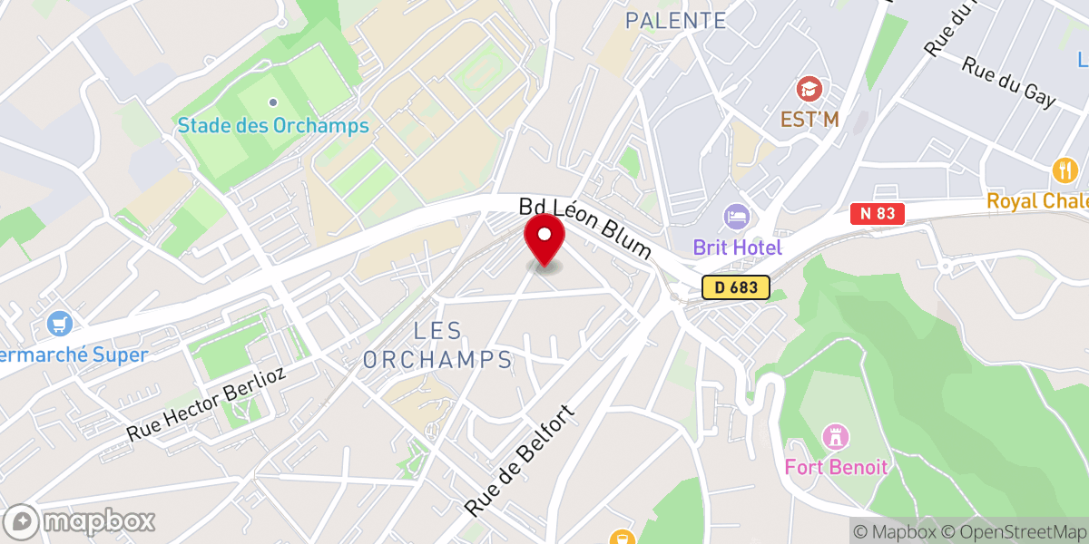 Map showing location of Église Saint Pie-X Besançon Palente
