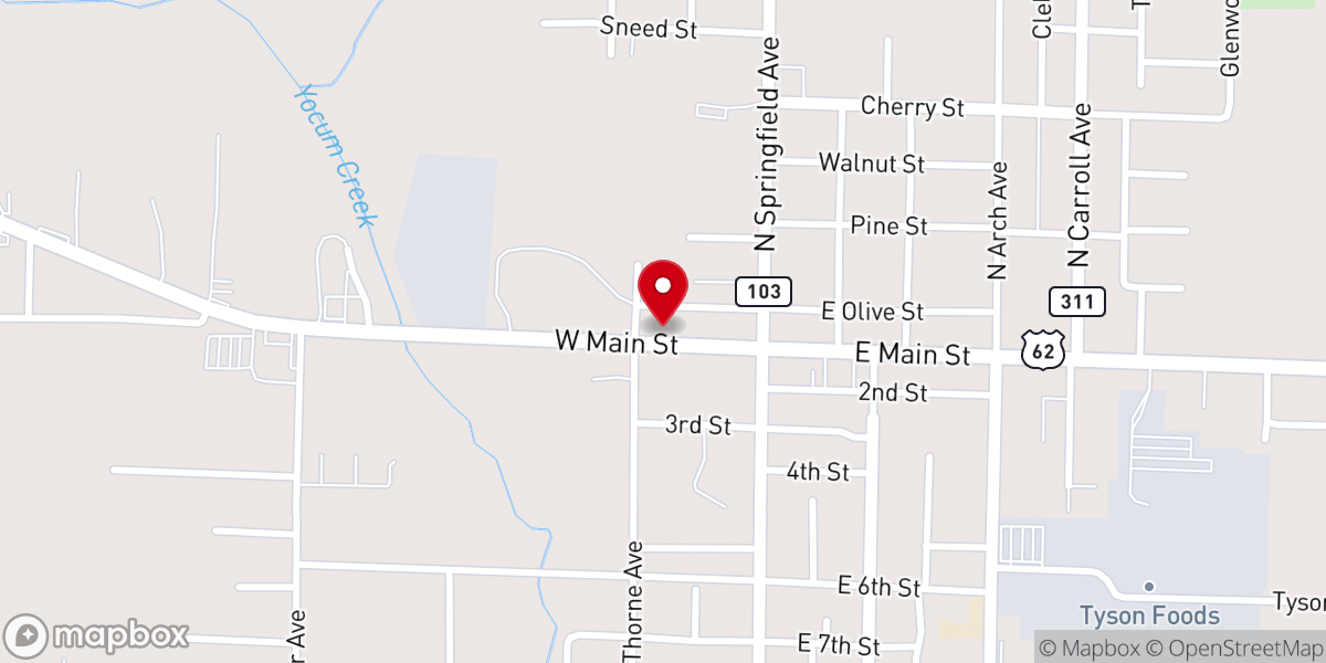 Map showing location of First Baptist Church