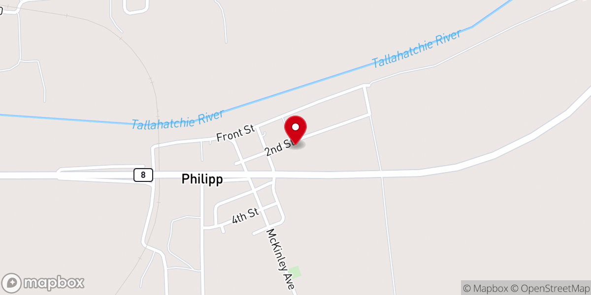 Map showing location of Philipp Baptist Church