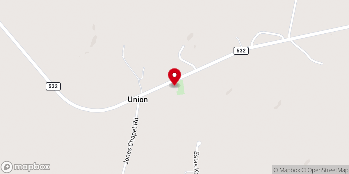 Map showing location of Union Baptist Church