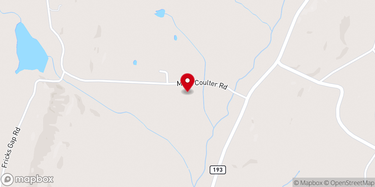 Map showing location of West Cove Holiness Church