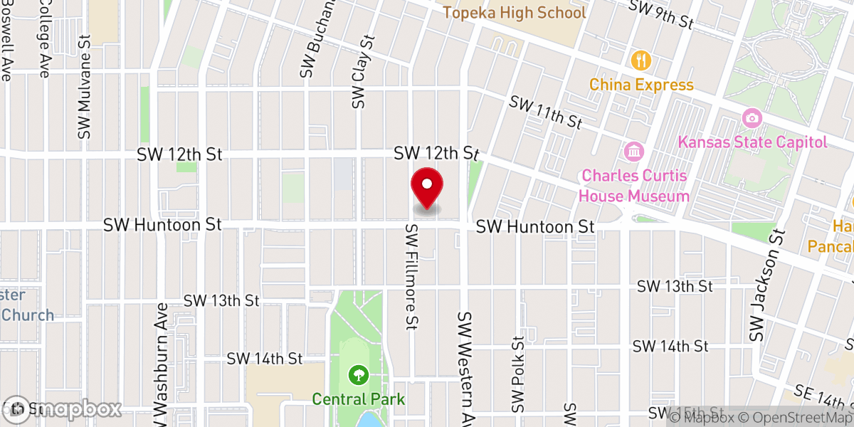 Map showing location of Central United Presbyterian Church