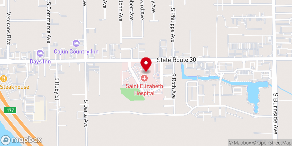 Map showing location of Our Lady of the Lake St. Elizabeth