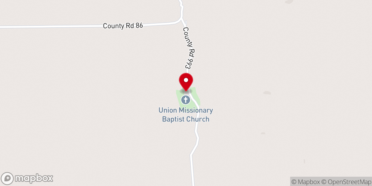 Map showing location of Old Union Baptist Church