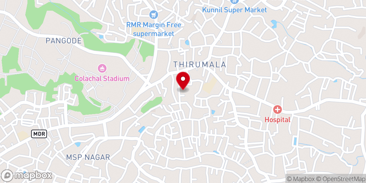 Map showing location of Holy Family Syro-Malabar Catholic Church, Thirumala