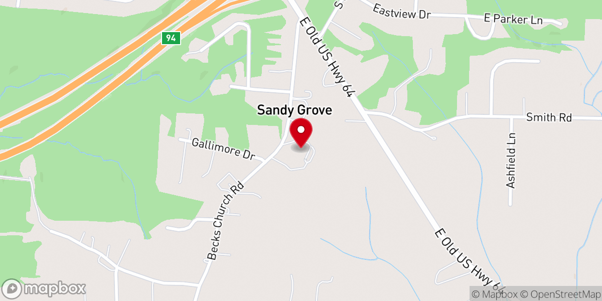 Map showing location of Becks Lutheran Church