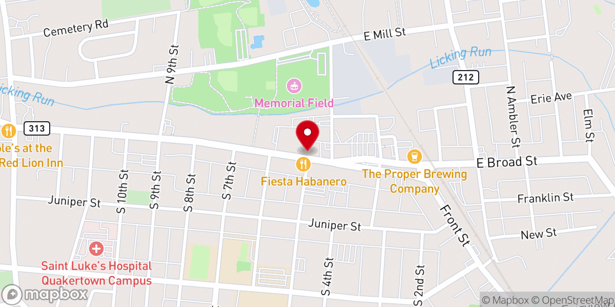 Map showing location of Quakertown Center for Spiritual Living