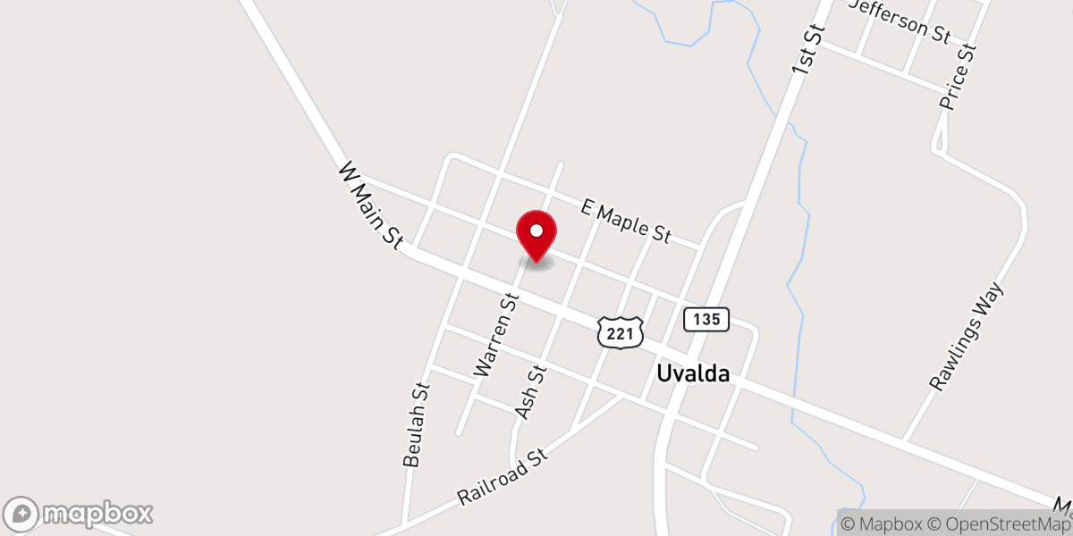 Map showing location of Uvalda United Methodist Church