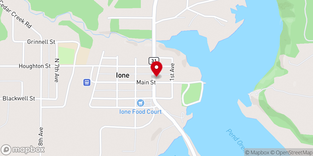 Map showing location of Ione Baptist Church