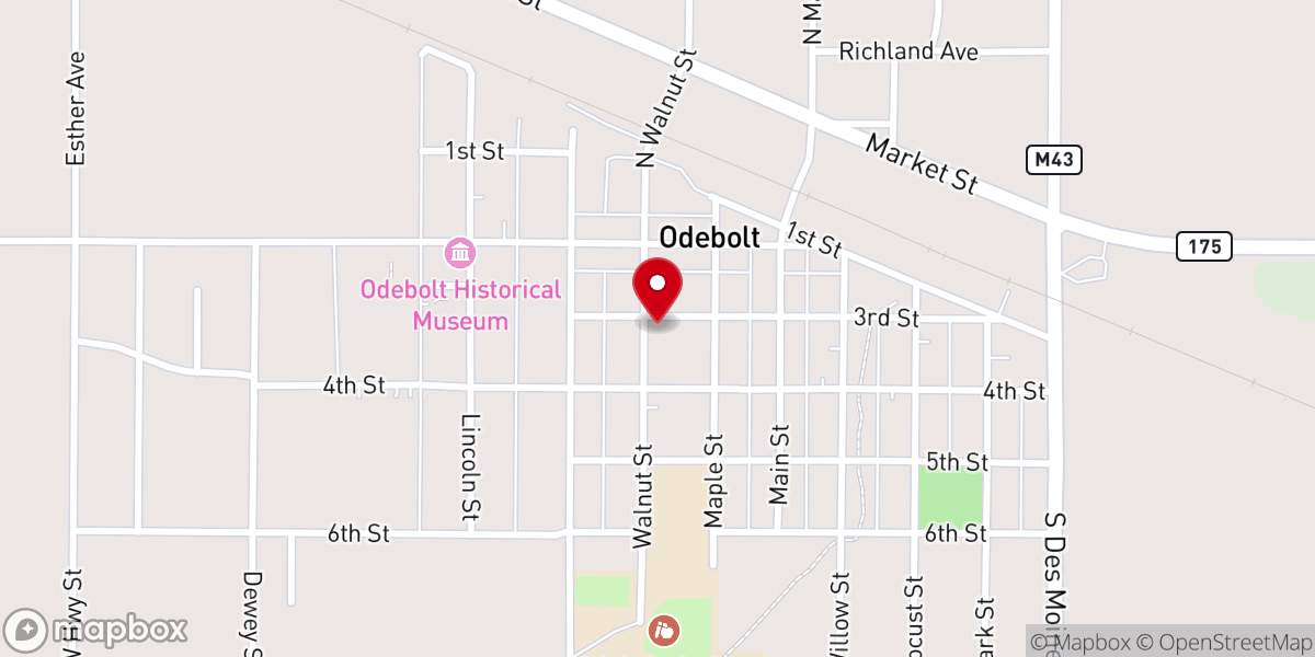 Map showing location of Odebolt United Methodist Church