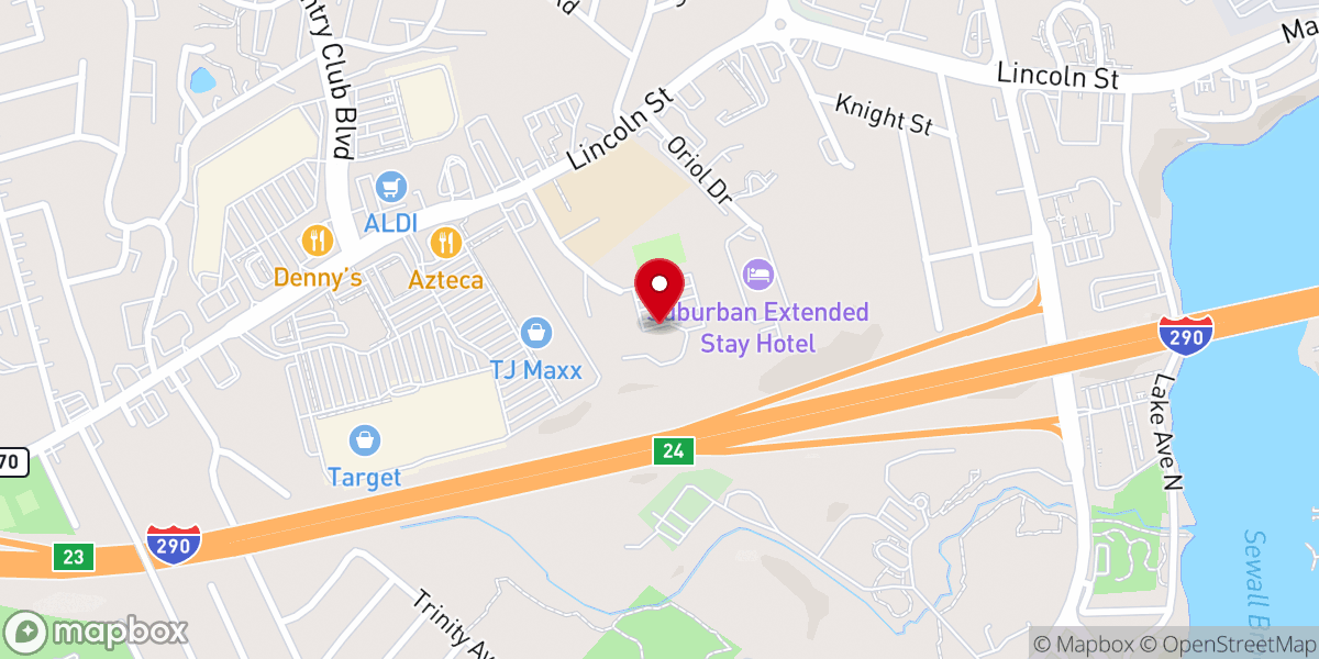 Map showing location of Living Word Church of Worcester