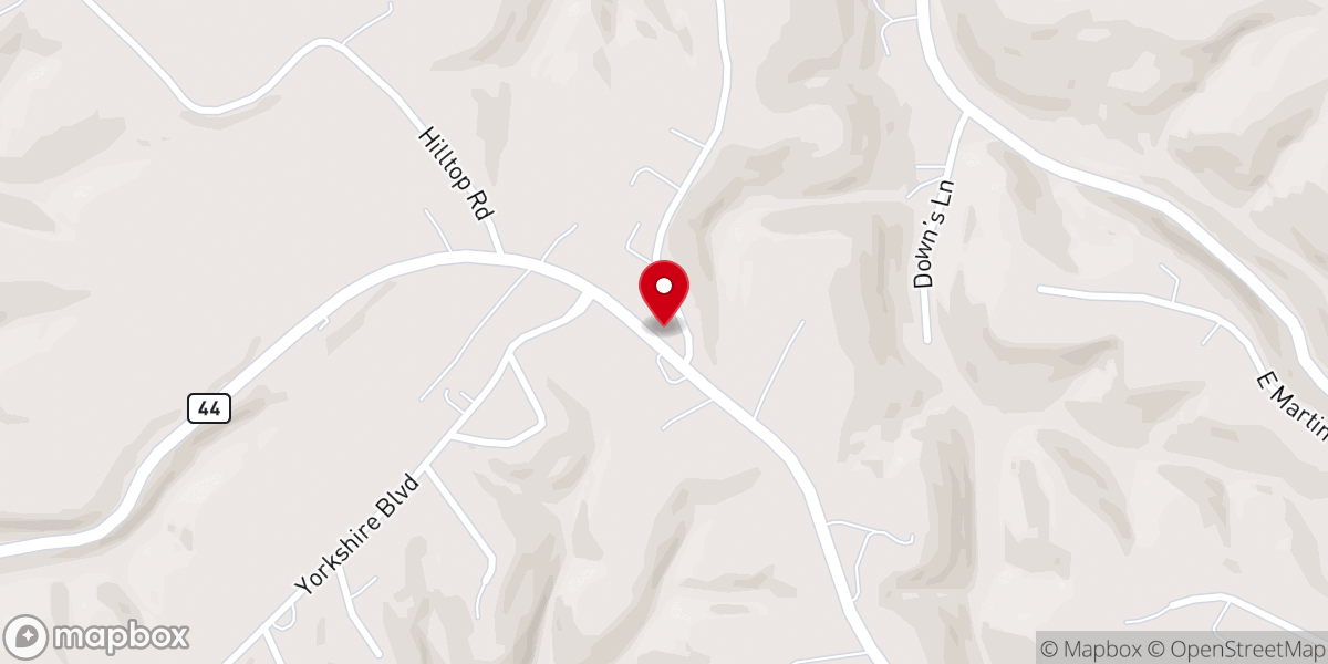 Map showing location of Hill Top Baptist Church