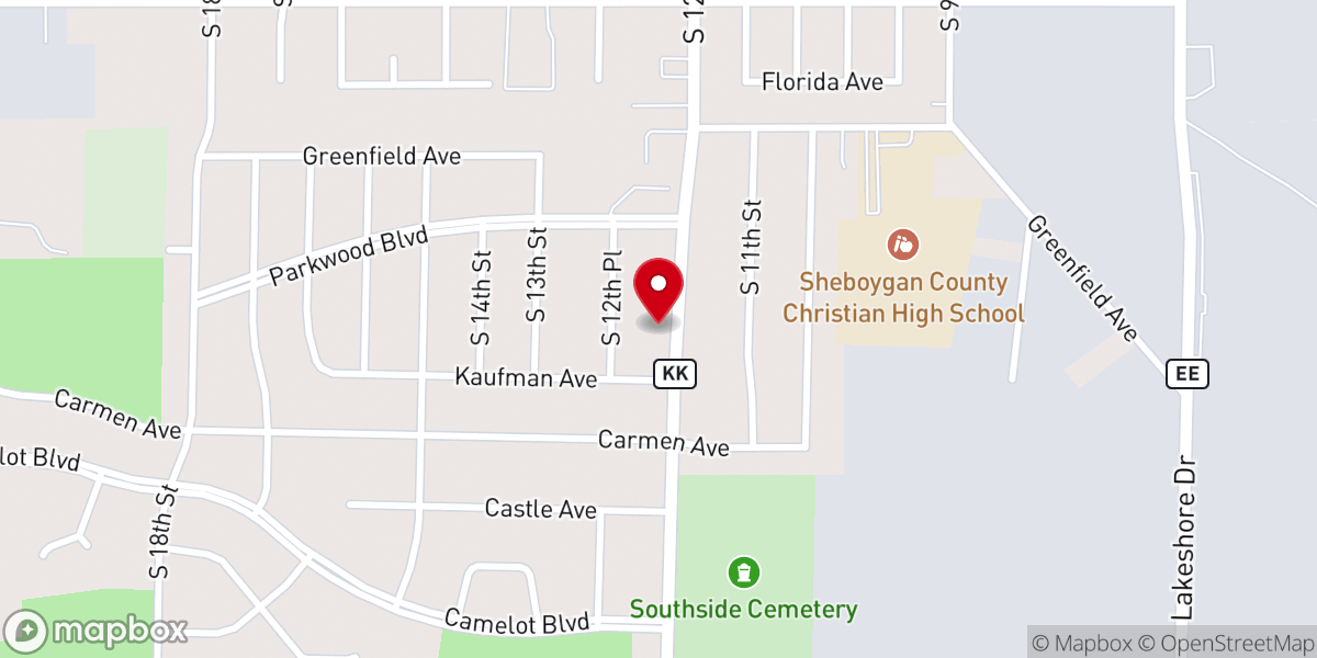 Map showing location of Christ Lutheran Church