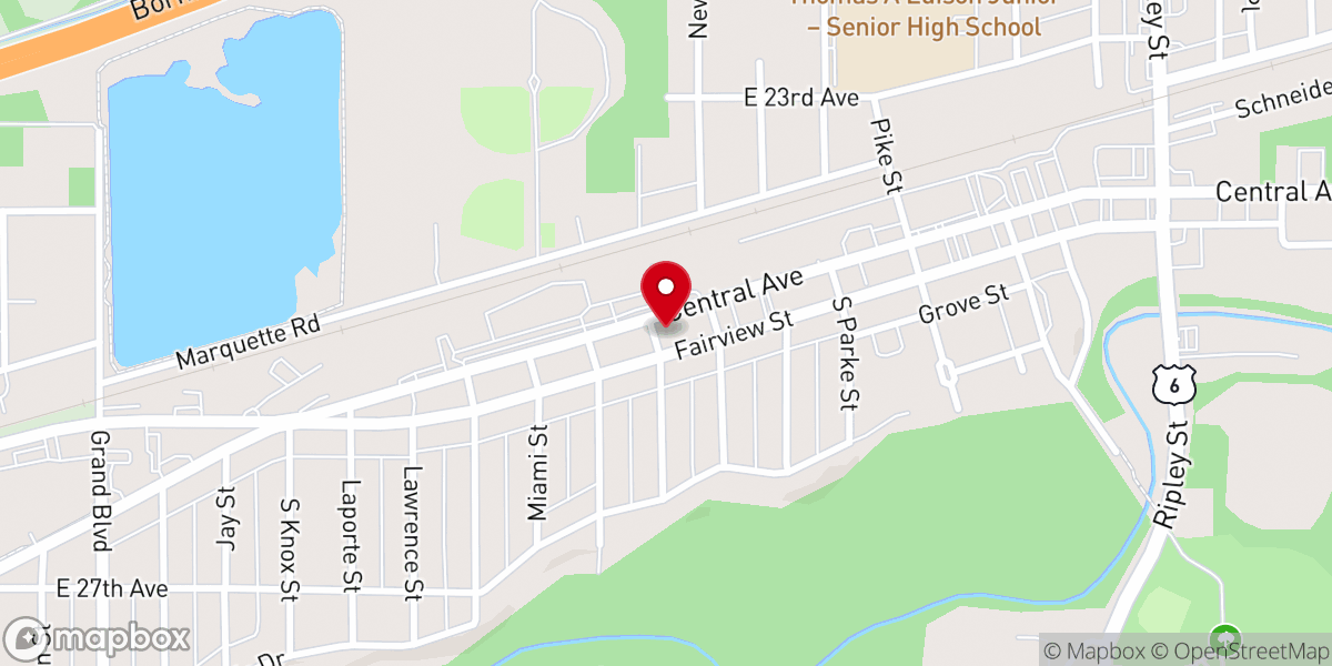 Map showing location of Lake Station Baptist Church