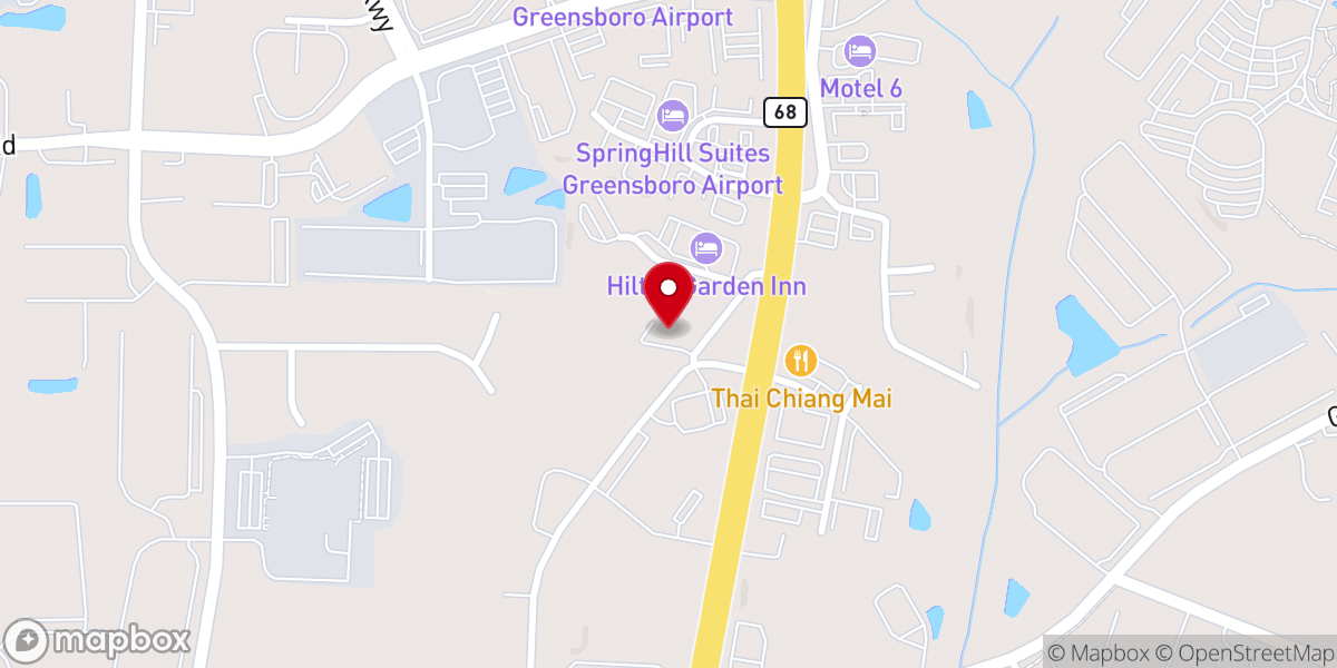 Map showing location of Piedmont Triad Church