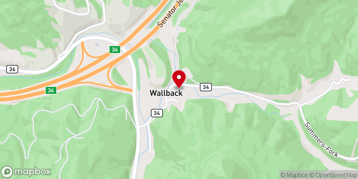 Map showing location of Wallback United Methodist Church