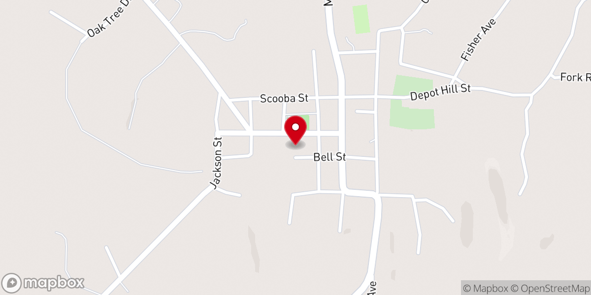 Map showing location of DeKalb Baptist Church