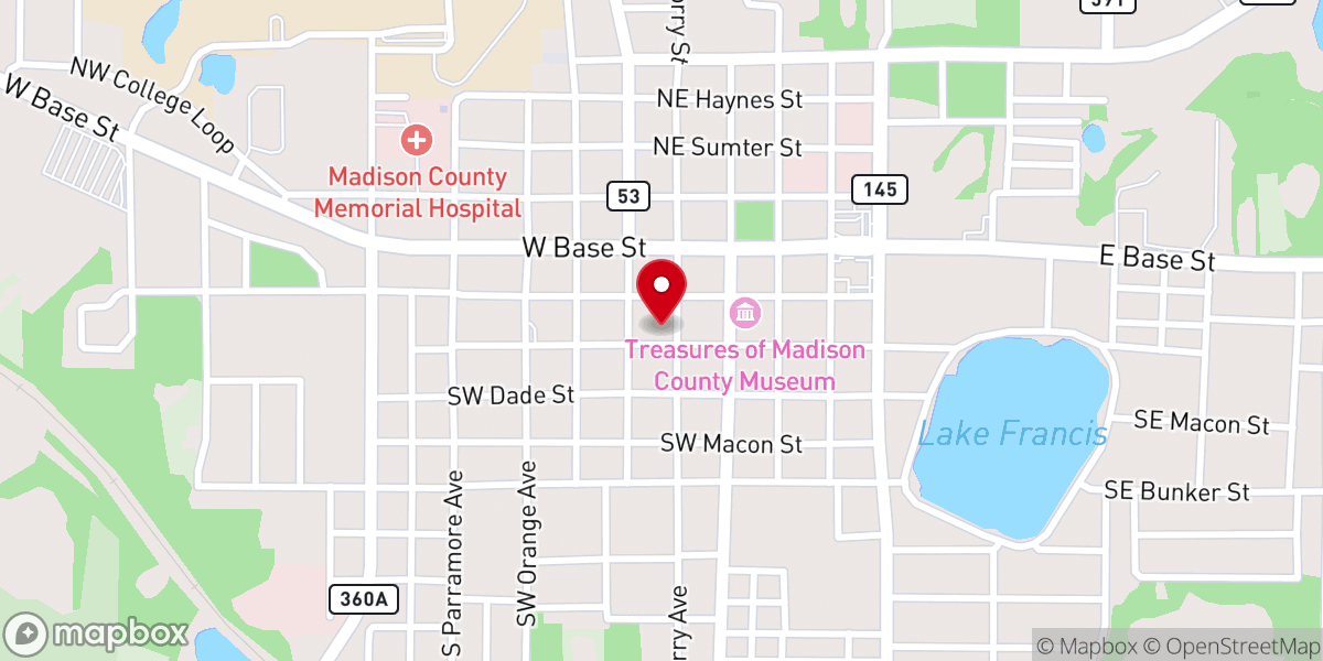 Map showing location of Madison First Methodist Church