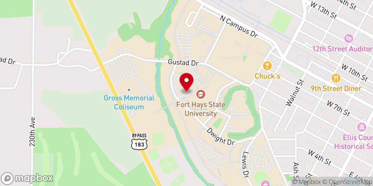 Map showing location of Fort Hays State University