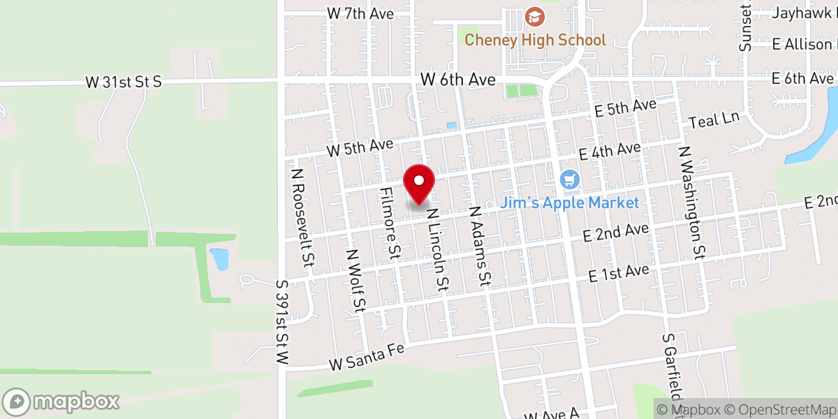 Map showing location of Cheney Methodist Church