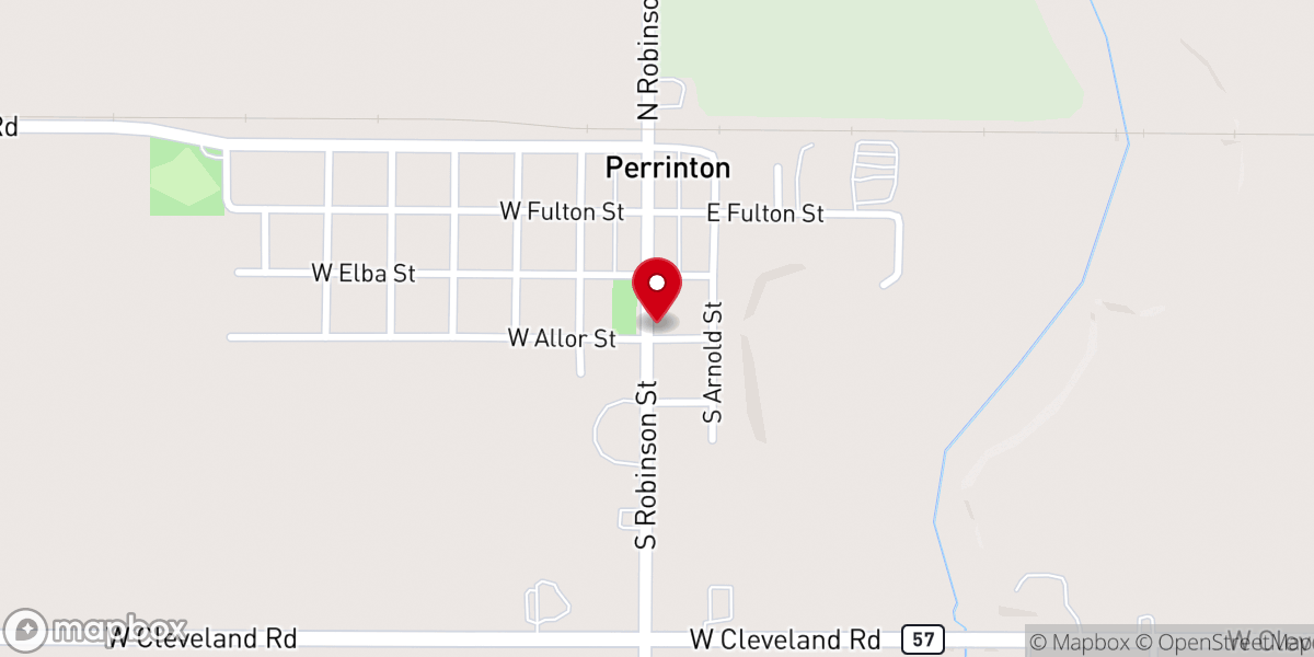 Map showing location of Perrinton United Methodist Church