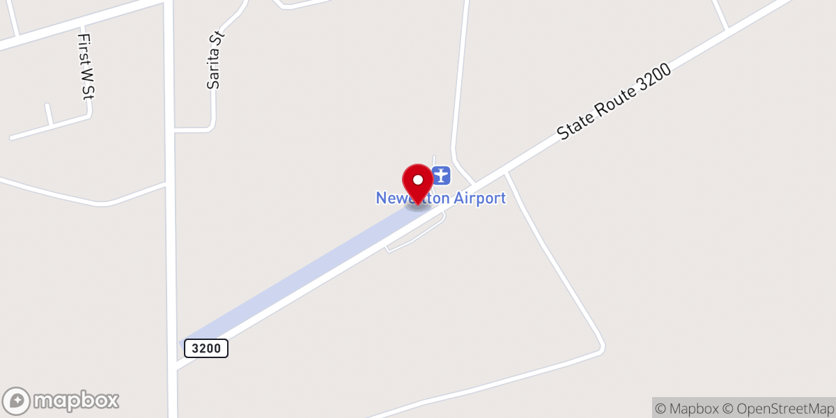 Map showing location of Newellton Airport