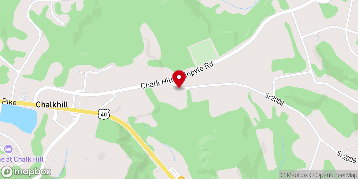 Map showing location of Chalk Hill United Methodist Church