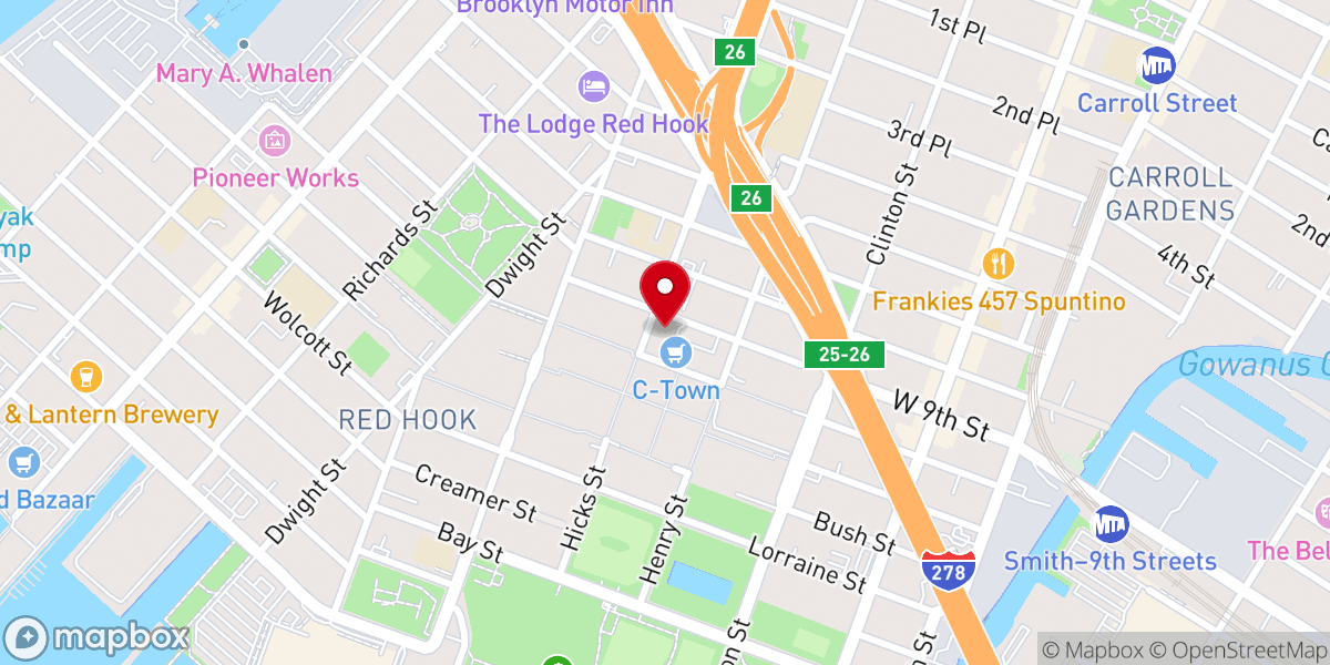 Map showing location of Calvary Baptist Church of Red Hook
