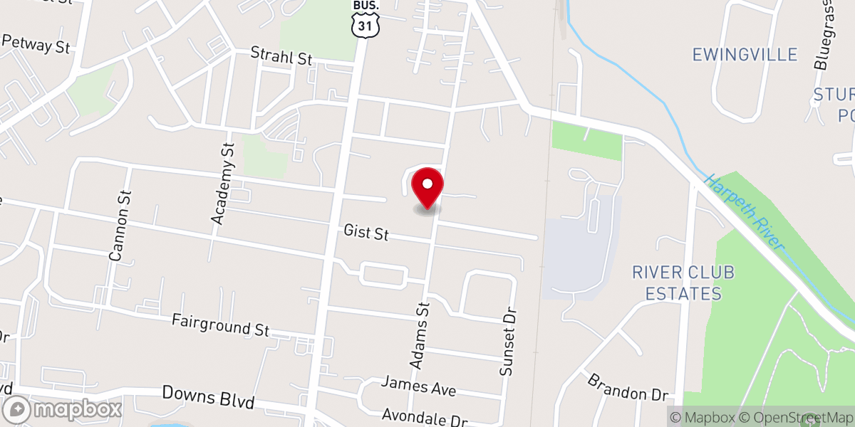 Map showing location of Franklin Southern Methodist Church