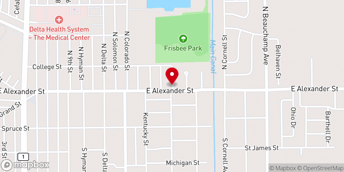 Map showing location of Four Square Church