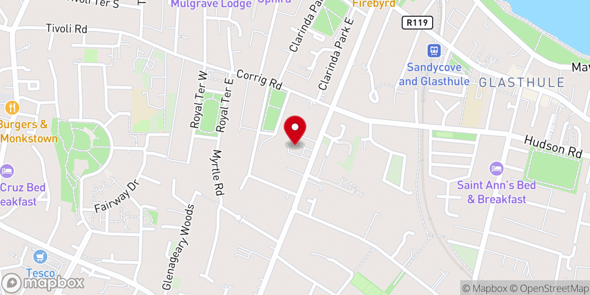Map showing location of Dún Laoghaire Evangelical Church