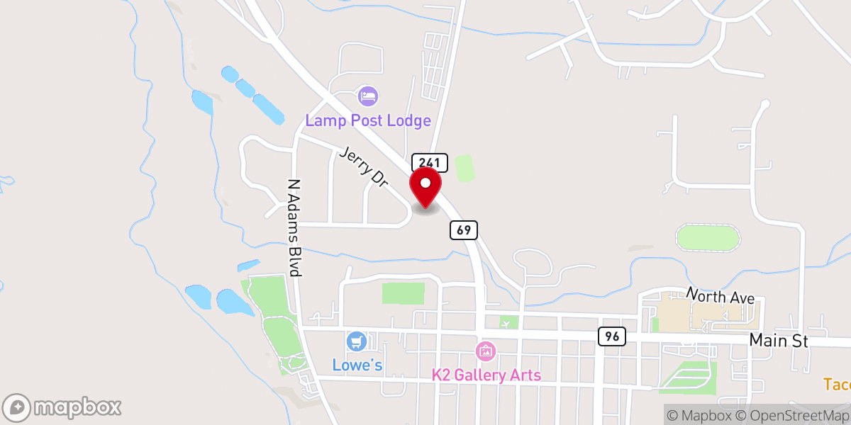 Map showing location of Sangre de Cristo Fellowship