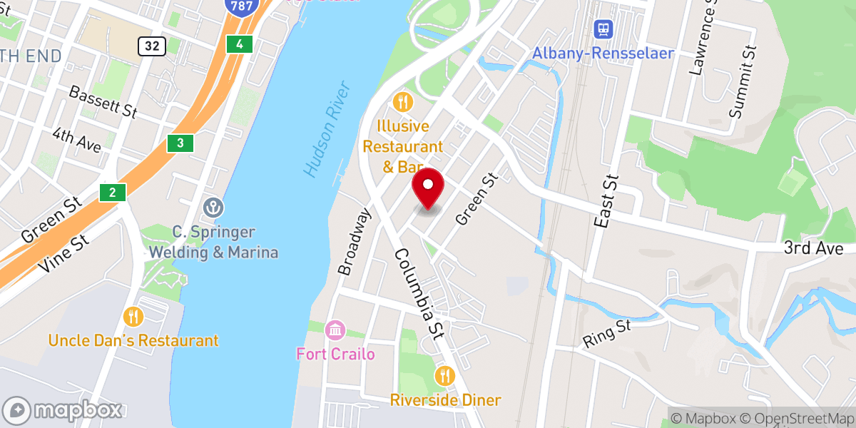Map showing location of First United Methodist Church of Rensselaer