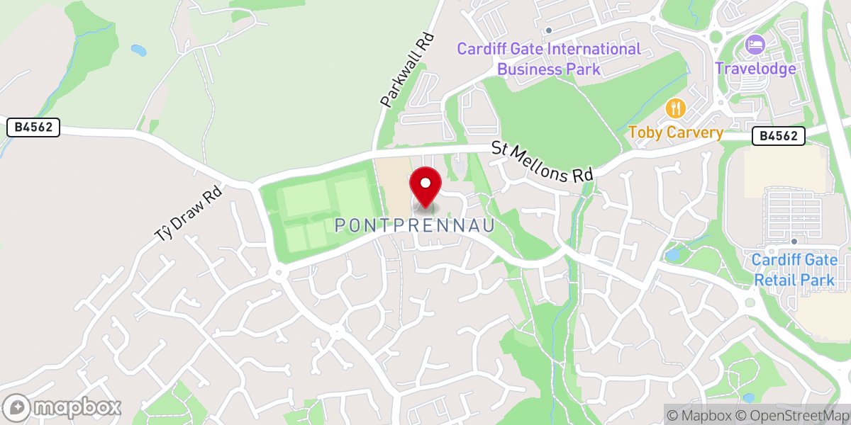 Map showing location of Pontprennau Community Church Centre