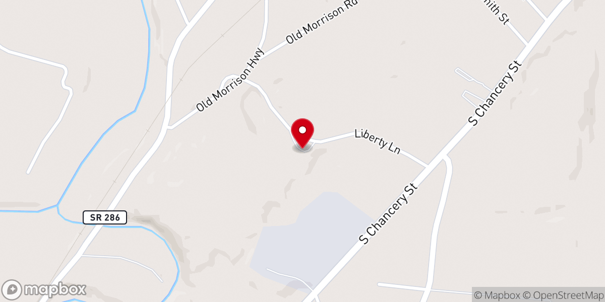 Map showing location of Liberty Cumberland Presbyterian Church