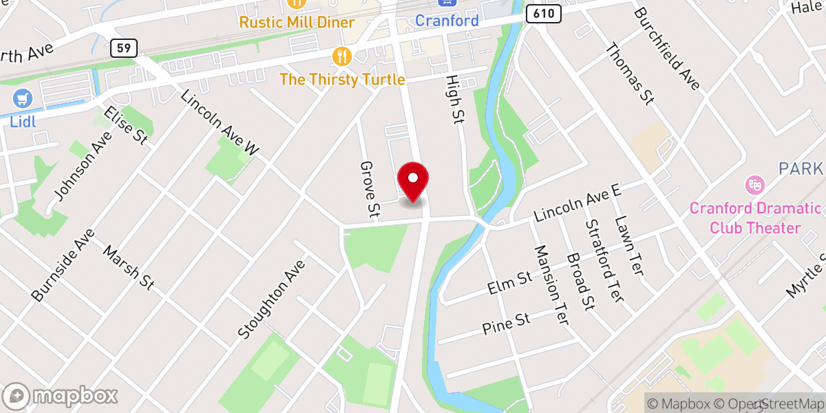 Map showing location of Cranford United Methodist Church