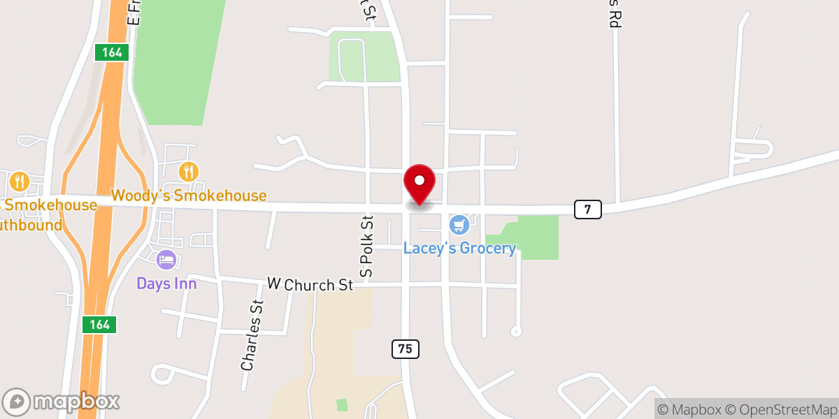 Map showing location of North Creek Baptist Church - Food Pantry