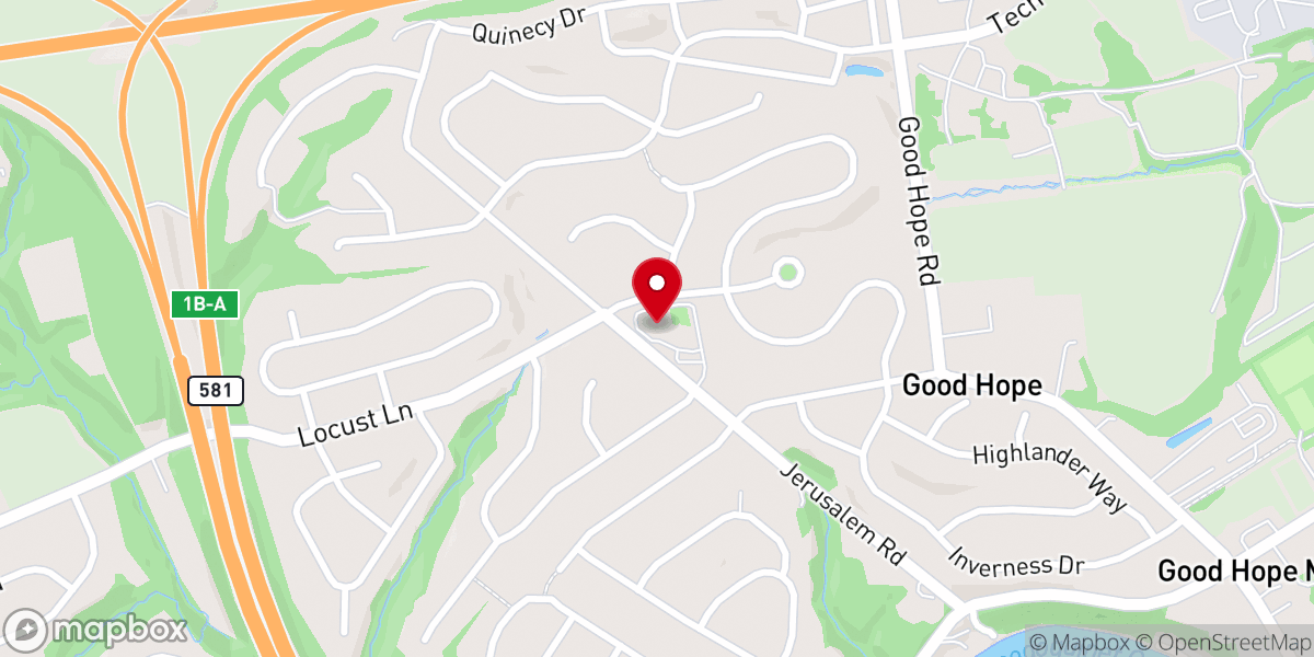 Map showing location of Aldersgate United Methodist Church