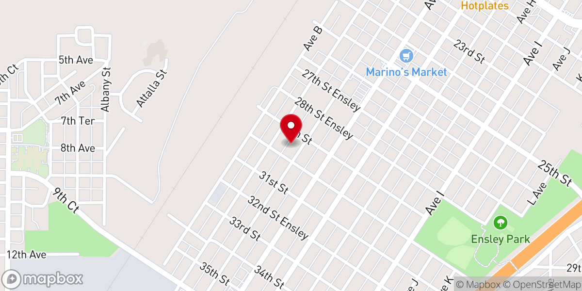 Map showing location of Ensley Community Church