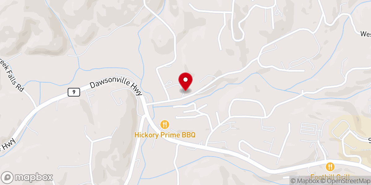 Map showing location of The Bridge Church Dahlonega