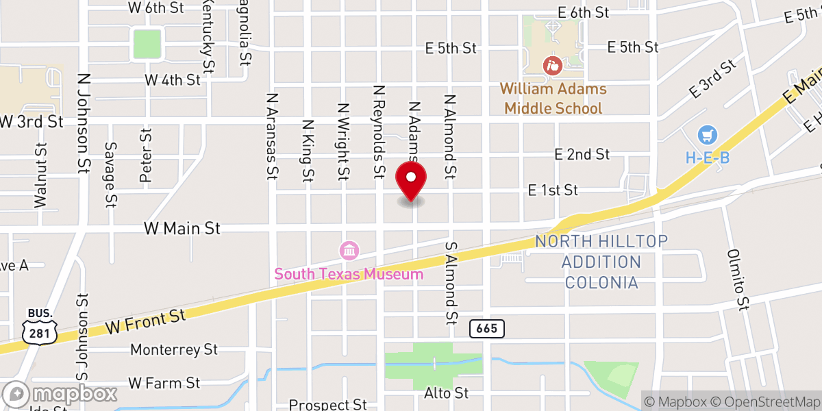 Map showing location of First Presbyterian Church
