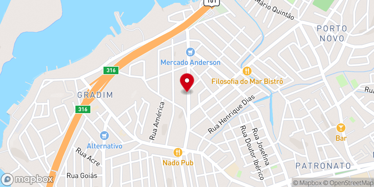 Map showing location of Primeira Igreja Batista Renovada no Gradim