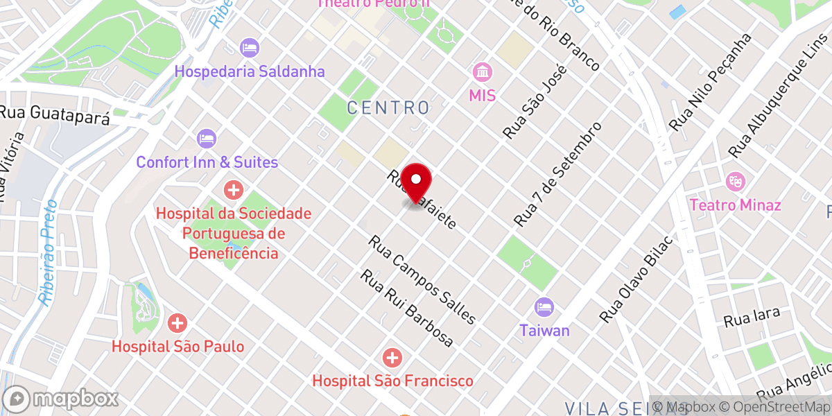 Map showing location of Primeira Igreja Batista de Ribeirão Preto